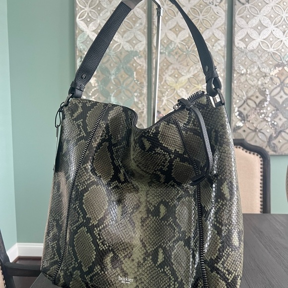 NWT Botkier Woman's Soho Medium Leather Hobo Bag Military Green Snake - Picture 8 of 9